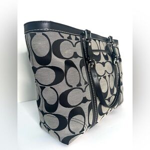 Coach Black and Gray Signature Monogram Tote